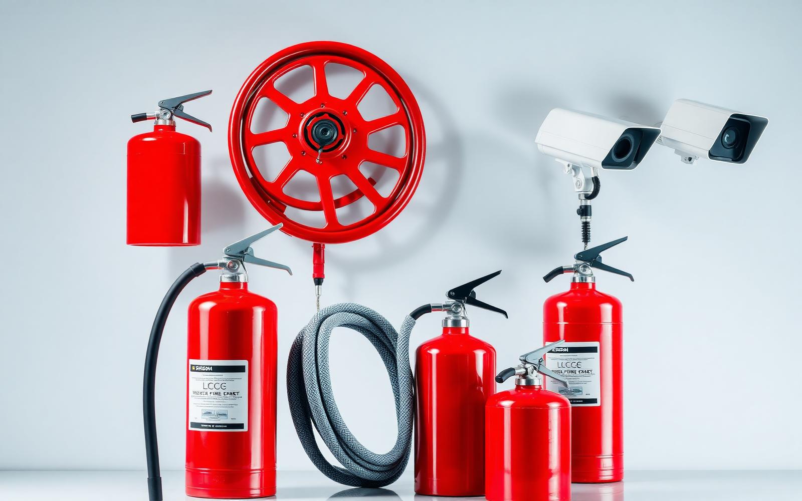 Fire extinguishers, hose reel and CCTV cameras